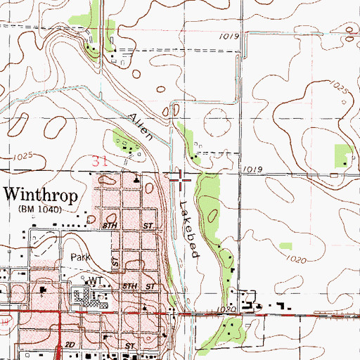 Topographic Map of Allen Lakebed, MN