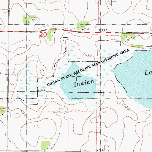 Topographic Map of Indian State Wildlife Management Area, MN