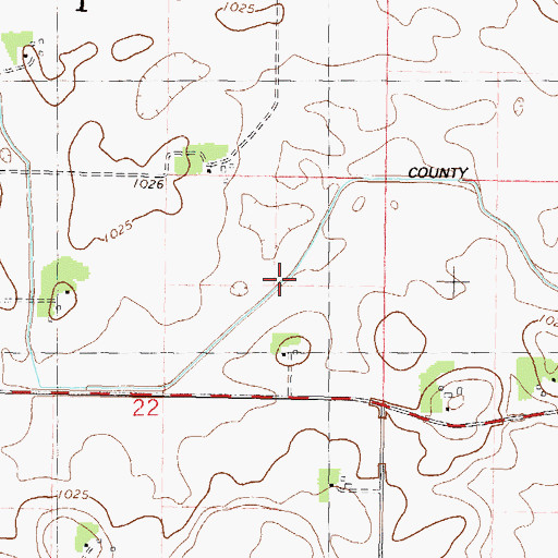 Topographic Map of County Ditch Number Eighteen, MN