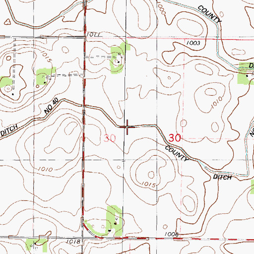 Topographic Map of County Ditch Number Forty, MN