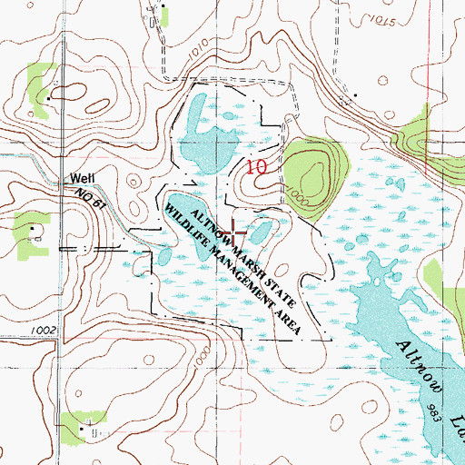 Topographic Map of Altnow Marsh State Wildlife Management Area, MN