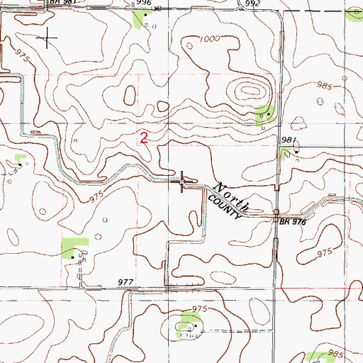 Topographic Map of County Ditch Number Fiftyfive, MN