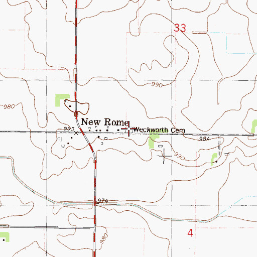 Topographic Map of Weckworth Cemetery, MN