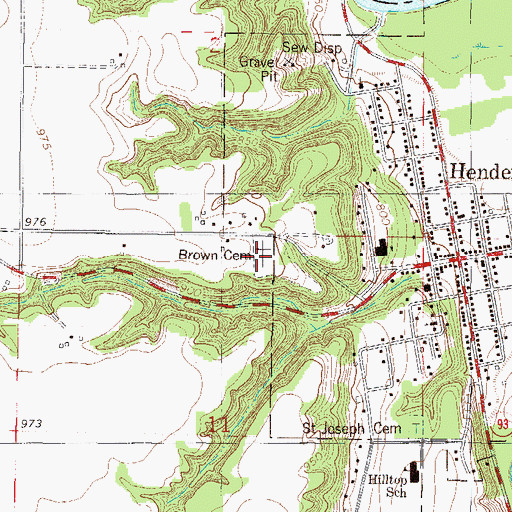 Topographic Map of Brown Cemetery, MN