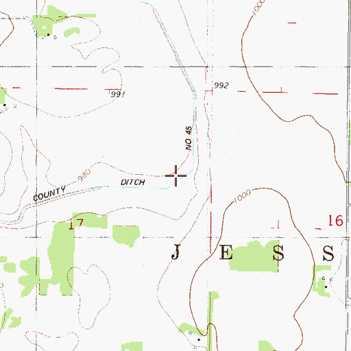 Topographic Map of County Ditch Number Fortyfive, MN