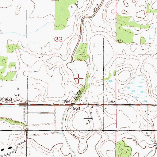 Topographic Map of Judicial Ditch Number Two, MN