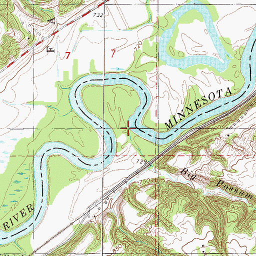 Topographic Map of Big Possum Creek, MN