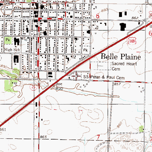 Topographic Map of Saints Peter and Paul Cemetery, MN