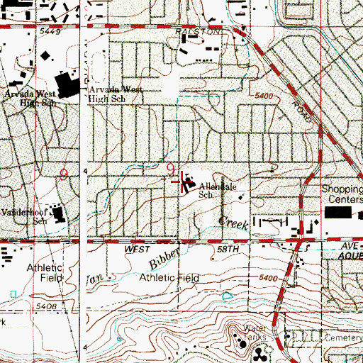 Topographic Map of Allendale Elementary School, CO
