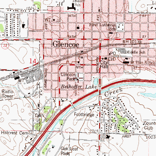 Topographic Map of Lincoln Park, MN