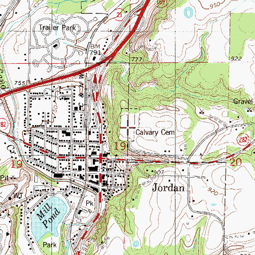 Topographic Map of Calvary Cemetery, MN