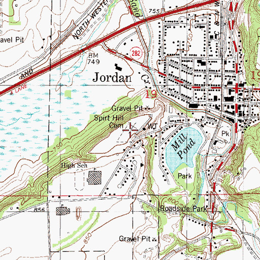 Topographic Map of Spirit Hill Cemetery, MN