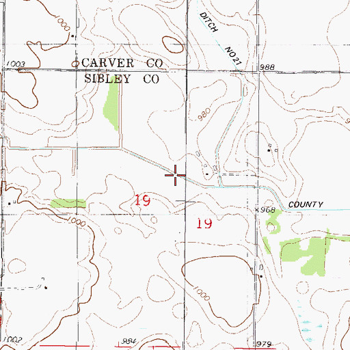 Topographic Map of County Ditch Number Thirtytwo, MN