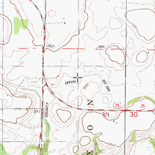 Topographic Map of County Ditch Number Twentyfive A, MN