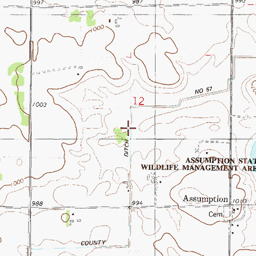 Topographic Map of County Ditch Number Fiftyseven, MN