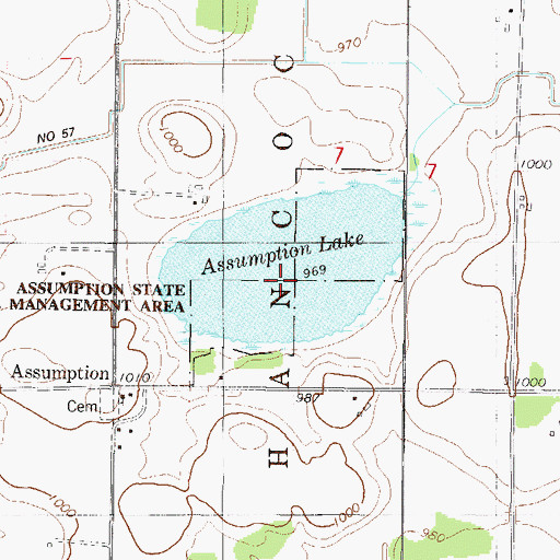 Topographic Map of Assumption State Wildlife Management Area, MN