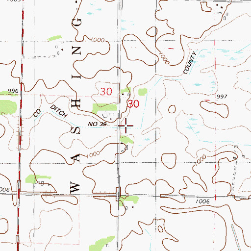 Topographic Map of County Ditch Number Thirtynine, MN