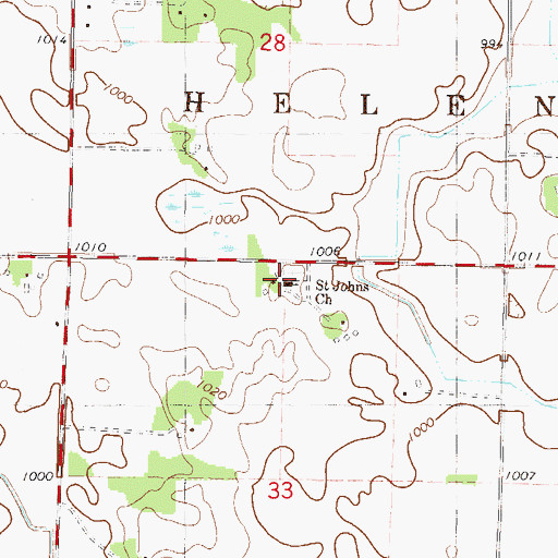 Topographic Map of Saint Johns Church, MN