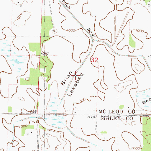 Topographic Map of Brian Lakebed, MN