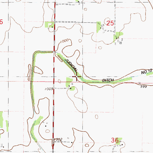 Topographic Map of Judicial Ditch Number Twelve, MN