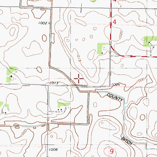Topographic Map of County Ditch Number Sixtyone, MN