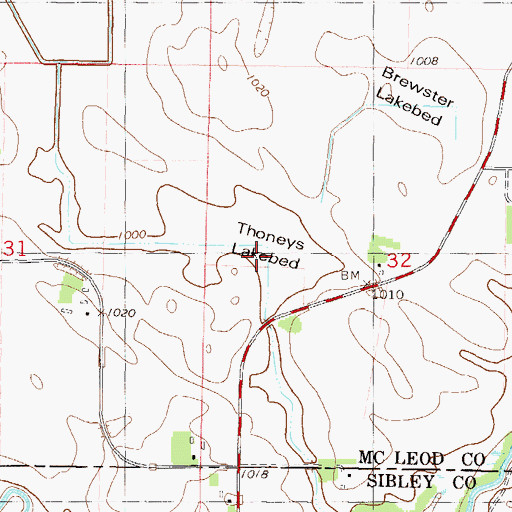 Topographic Map of Thoneys Lakebed, MN