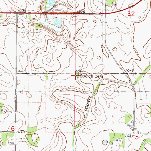 Topographic Map of Streich Cemetery, MN