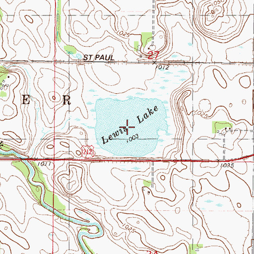 Topographic Map of Lewis Lake, MN