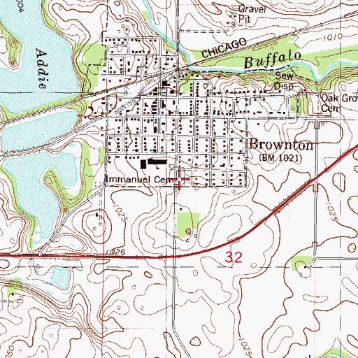 Topographic Map of Immanuel Cemetery, MN