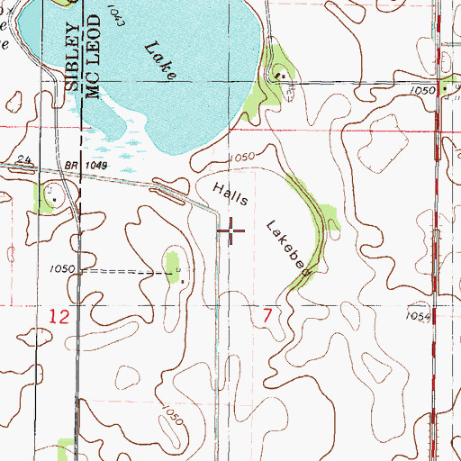 Topographic Map of Halls Lakebed, MN