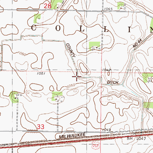 Topographic Map of County Ditch Number Sixtyfour, MN