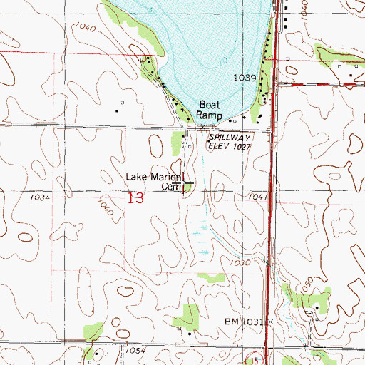 Topographic Map of Lake Marion Cemetery, MN