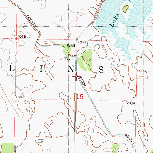 Topographic Map of County Ditch Number Thirtythree, MN