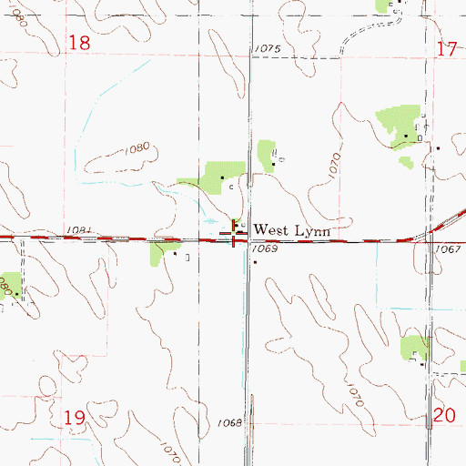 Topographic Map of West Lynn, MN