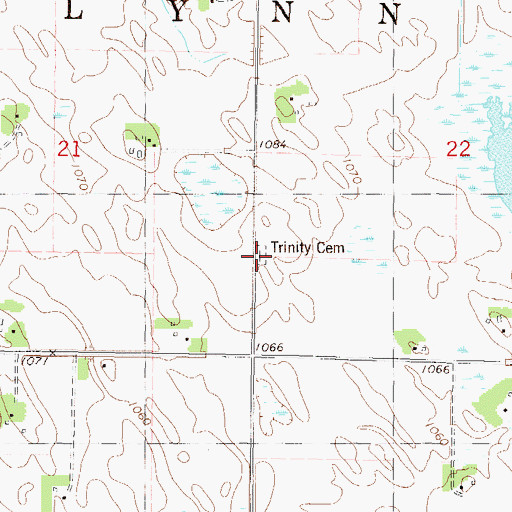 Topographic Map of Trinity Cemetery, MN