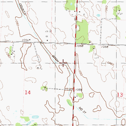 Topographic Map of County Ditch Number Twentyseven, MN
