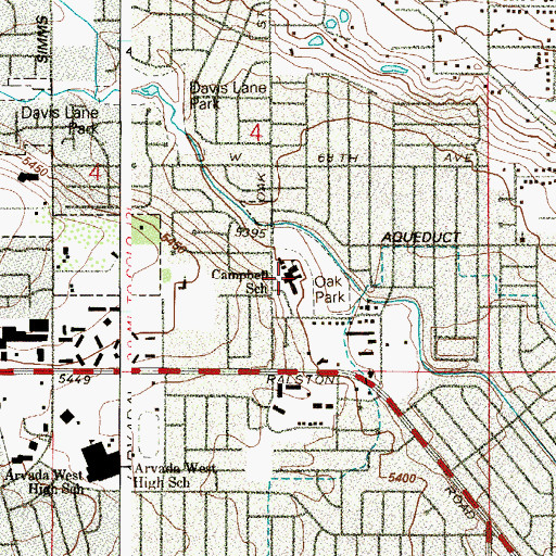Topographic Map of Campbell Elementary School, CO