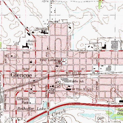 Topographic Map of First Lutheran School, MN