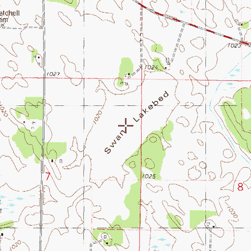 Topographic Map of Swan Lakebed, MN