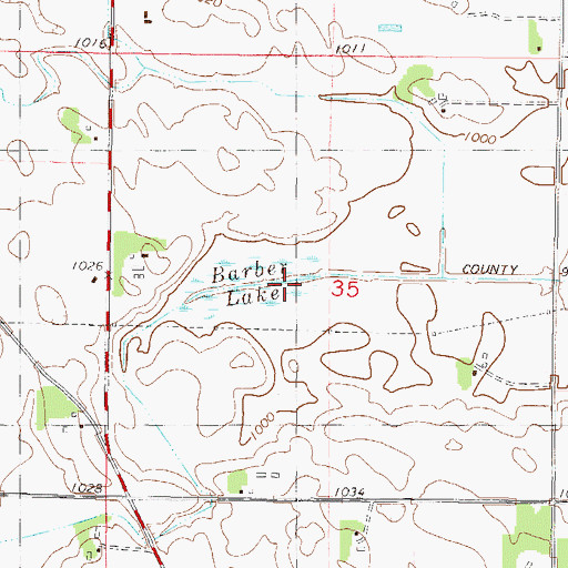 Topographic Map of Barber Lake, MN