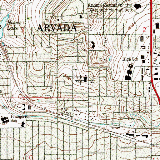 Topographic Map of Peck Elementary School, CO