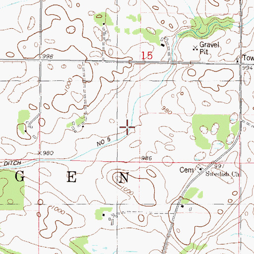 Topographic Map of County Ditch Number Five, MN