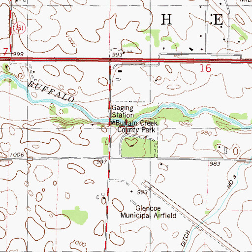 Topographic Map of Buffalo Creek County Park, MN