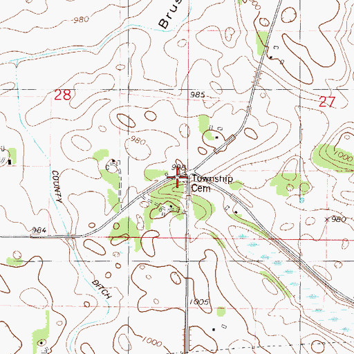 Topographic Map of Township Cemetery, MN