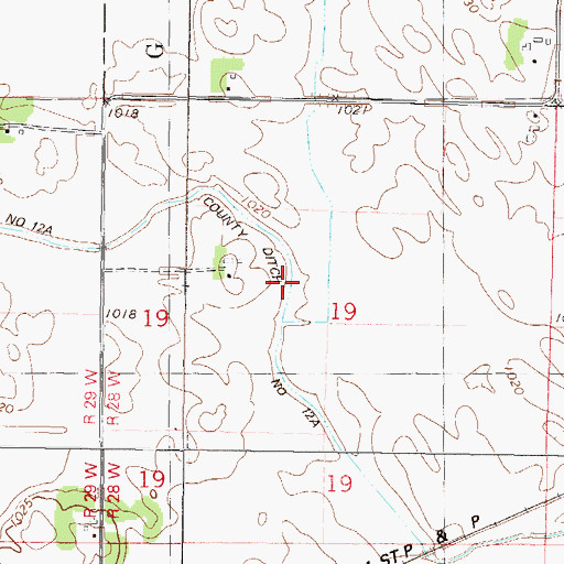 Topographic Map of County Ditch Number Twelve A, MN