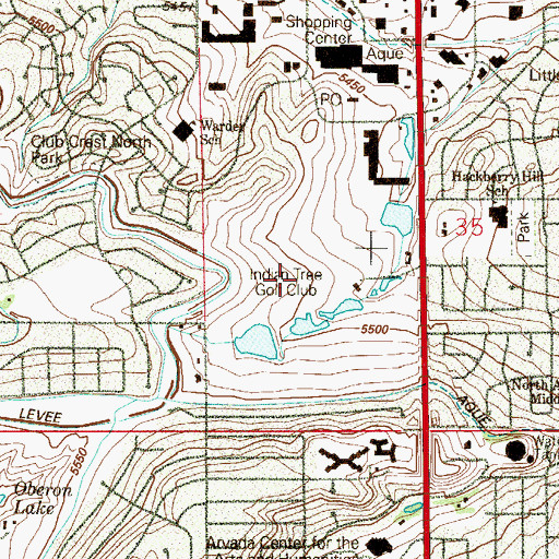 Topographic Map of Indian Tree Golf Club, CO