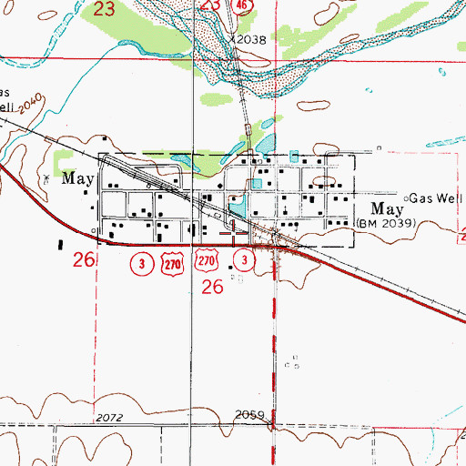 Topographic Map of May Post Office, OK