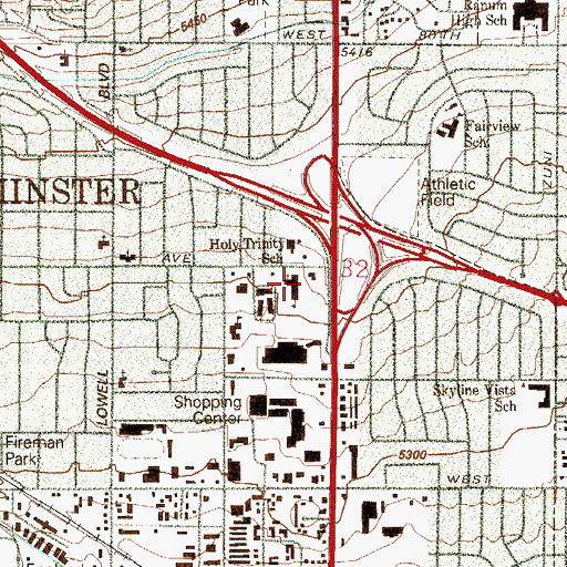 Topographic Map of Holy Trinity Catholic School, CO