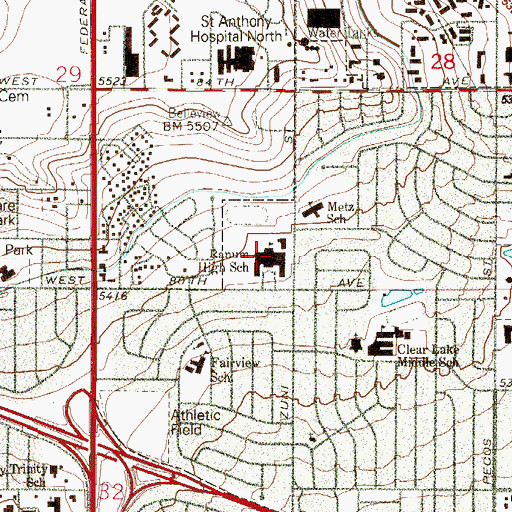 Topographic Map of Ranum Middle School, CO