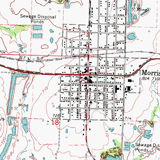 Topographic Map of Morris Post Office, OK